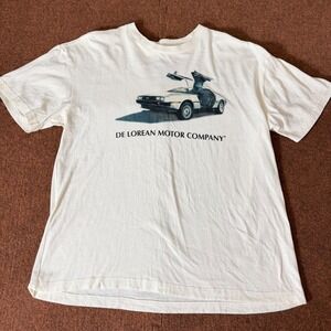 DeLorean‎ Motor Company DMC-12 Graphic Tee Mens Medium White Cotton Shirt Mexico